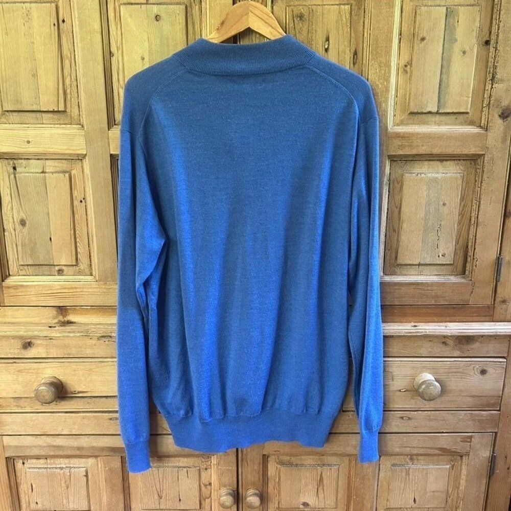Peter Millar XL Sweater Men’s Blue 1/4 Zip Pullover Long Sleeve Merino Wool Silk - Picture 7 of 11